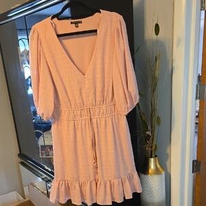 City Triangles Peach V-Neck Mini Dress